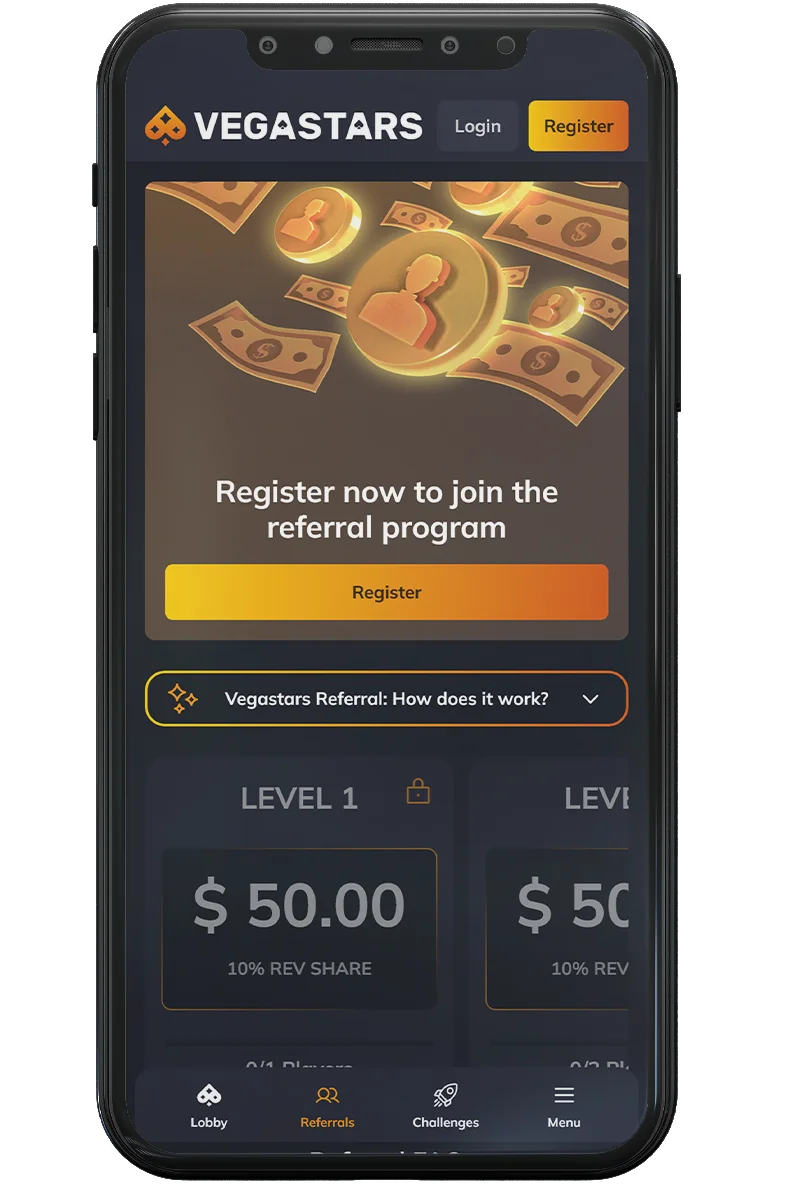 Screenshot of an online casino on a mobile phone